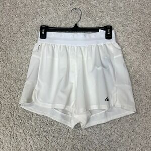 Adidas Shorts Womens Small White Ivory Running Workout Elastic Waist Gym Active